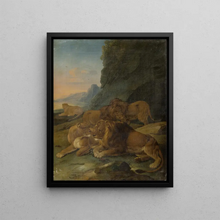 Johann Melchior Roos - Landscape with a Lion Family.webp