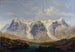 Wetterhorn, Mettenberg och Eiger med glaciärer från Grindelwald mellan de två - Johann Michael Sattler — vy av konstverket