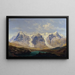 Wetterhorn, Mettenberg och Eiger med glaciärer från Grindelwald mellan de två - Johann Michael Sattler — inramlat konstverk på väggen
