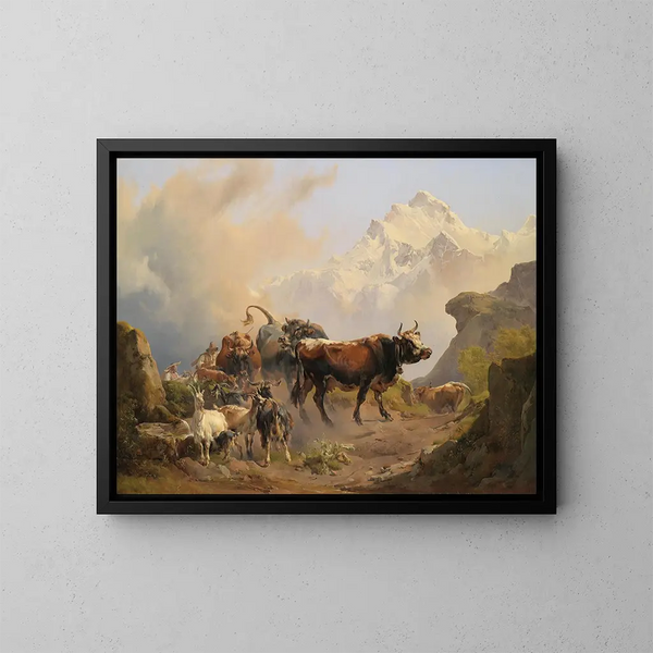 La transhumance - Johann Nepomuk Rauch — inramlat konstverk på väggen