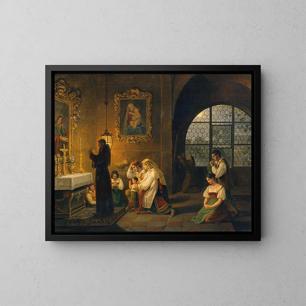 L'intérieur d'une église italienne - Johann Nepomuk Schadlberger — inramlat konstverk på väggen