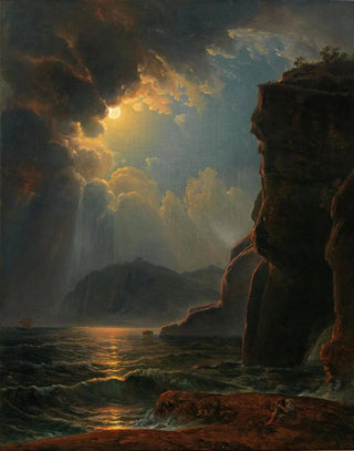Johann Nepomuk Schdlberger - Felskste im Mondschein.webp