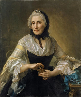Johann Nikolaus Grooth - Portrait of an Unknown Lady with a Golden Chocolate Box.webp
