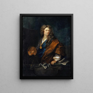 Johann Rudolf Huber the elder - SelfPortrait with Family Coat of Arms.webp