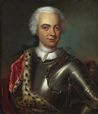 Johann Salomon Wahl - Portrt af en ung mand med kyrads og rd kbe foret med hermelin.webp