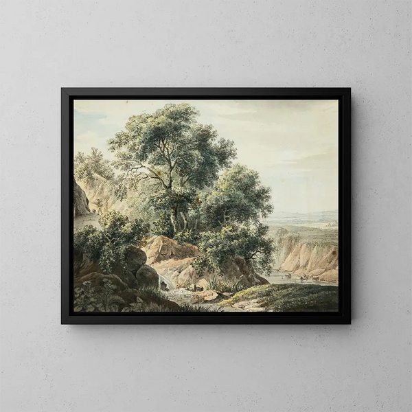 Landskap Italien - Johann Schilbach — inramlat konstverk på väggen