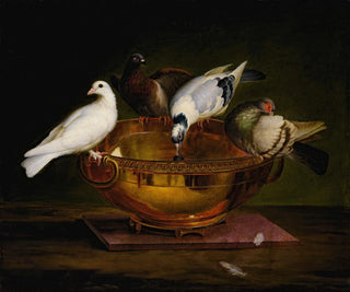 Les Quatre Pigeons - Johann Wenzel Peter — vy av konstverket