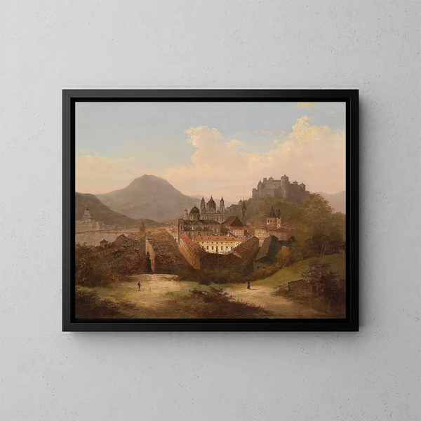 Vue sur Salzbourg - Johann Wilhelm Jankowski — inramlat konstverk på väggen