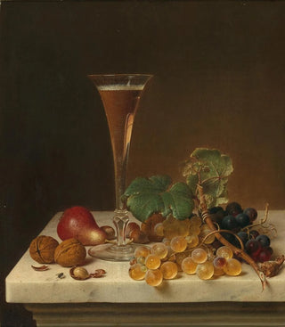 Johann Wilhelm Preyer - Still Life with Tall Champagne Glass on a Marble Top.webp