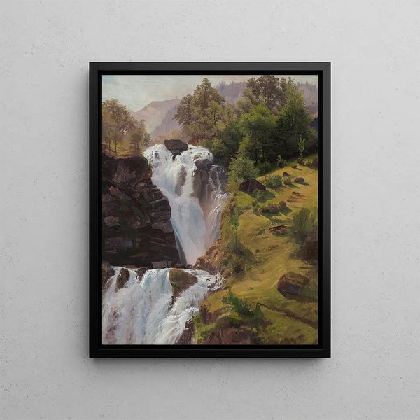Les chutes du Reichenbach près de Meiringen - Johann Wilhelm Schirmer — inramlat konstverk på väggen