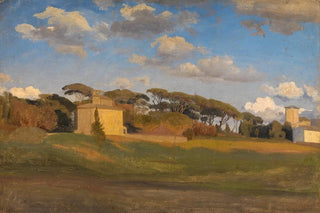 Johann Wilhelm Schirmer - Die Casina di Raffaello und ein Aussichtsturm im Park der Villa Borghese.webp