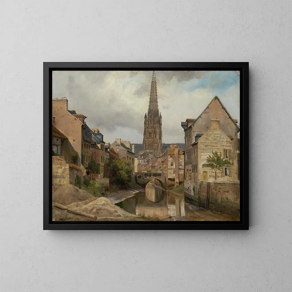 Vue de Saint-Martin à Harfleur près du Havre - Johann Wilhelm Schirmer — inramlat konstverk på väggen