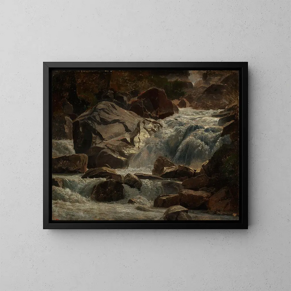 Ruisseau de montagne suisse - Johann Wilhelm Schirmer — inramlat konstverk på väggen