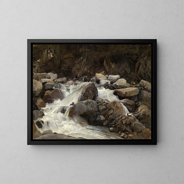 Ruisseau de montagne suisse - Johann Wilhelm Schirmer — inramlat konstverk på väggen