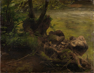 Rötter och stenar vid bäcken - Johann Wilhelm Schirmer — vy av konstverket