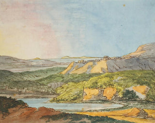 Landskap i söder med hav, skogsklädda kullar och en vattenyta i förgrunden - Johann Wolfgang von Goethe — vy av konstverket