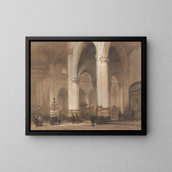 Vue de l'église Saint-Laurent à Rotterdam - Johannes Bosboom — inramlat konstverk på väggen