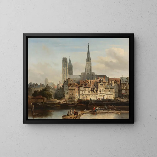 Le quai de Paris à Rouen - Johannes Bosboom — inramlat konstverk på väggen