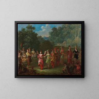 grekiska män och kvinnor som dansar khorra - Johannes Christiaan Janson — inramlat konstverk på väggen