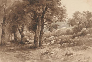 Johannes Gijsbert Vogel - Rotsachtig landschap met bomen.webp