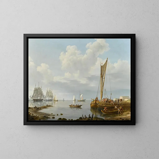 Johannes Hermanus Koekkoek - Shipping in a Calm Estuary.webp