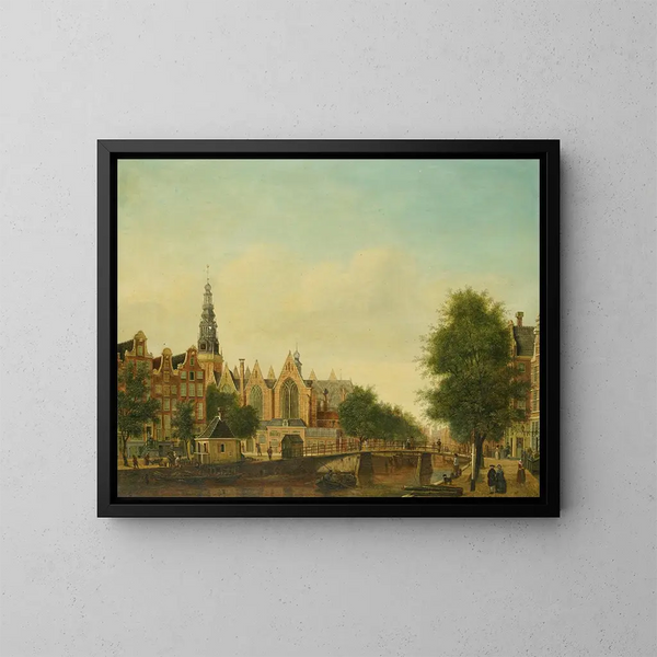 L Oude Kerk vy från Oudezijds Voorburgwal - Johannes Huibert Prins — inramlat konstverk på väggen