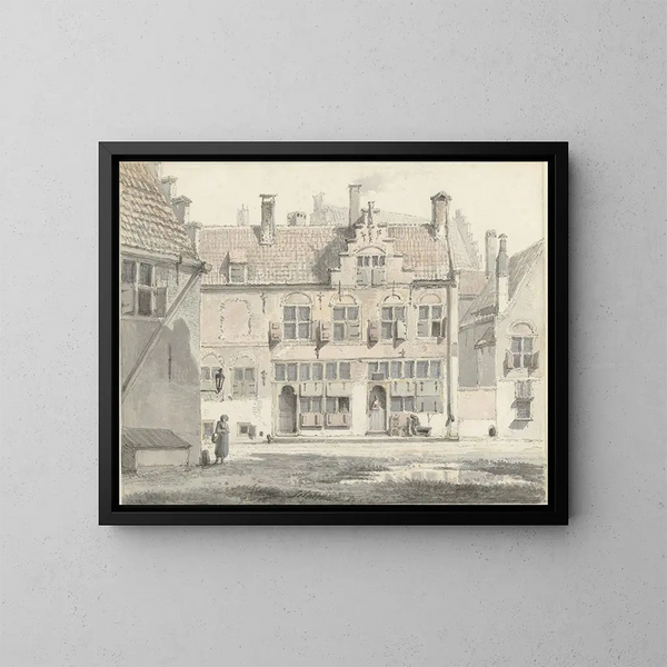Hus i Amersfoort - Johannes Jelgerhuis — inramlat konstverk på väggen