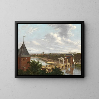 Le canal extérieur d'Amsterdam près de la Leidsepoort vu depuis le théâtre - Johannes Jelgerhuis — inramlat konstverk på väggen