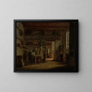 La distillerie de l'apothicaire A d'Ailly dans les remparts de la Zaagmolenpoort à Amsterdam - Johannes Jelgerhuis — inramlat konstverk på väggen