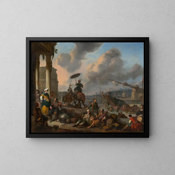 Port sur la Méditerranée - Johannes Lingelbach — inramlat konstverk på väggen