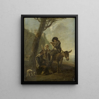 Johannes Lingelbach - Roman Shepherd Family Resting Beneath a Tree.webp