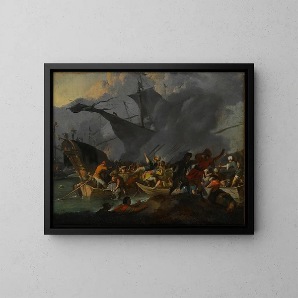 La bataille de Lépante 1571 - Johannes Lingelbach — inramlat konstverk på väggen