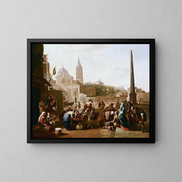 La Piazza del Popolo i Rom - Johannes Lingelbach — inramlat konstverk på väggen