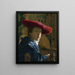 La Fille au chapeau rouge - Johannes Vermeer — inramlat konstverk på väggen