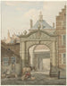 Vy genom en dörr i Dordrecht - Johannes van Lexmond — vy av konstverket