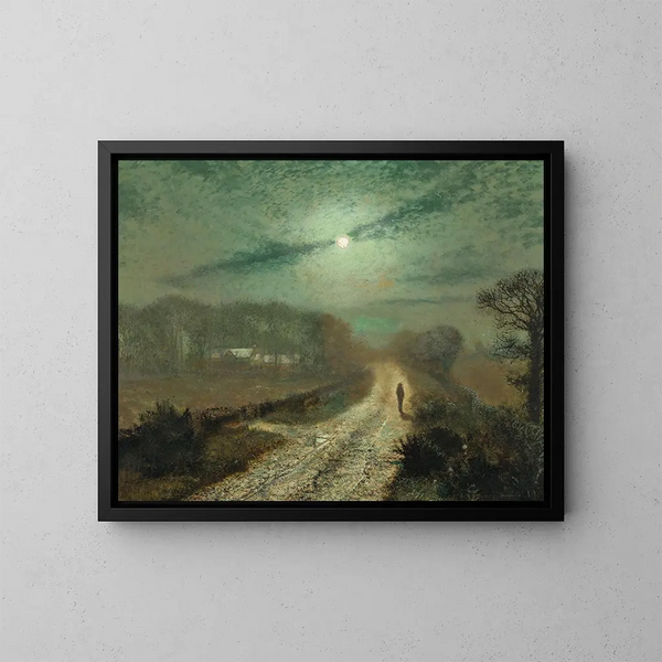 En landskap i månsken - John Atkinson Grimshaw — inramlat konstverk på väggen