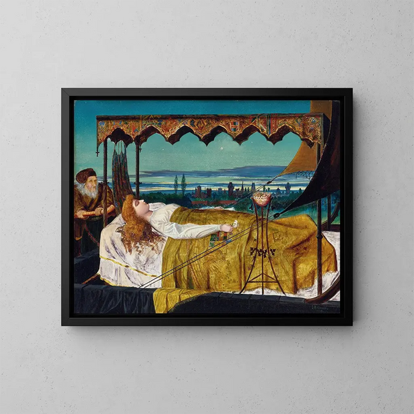 Elaine - John Atkinson Grimshaw — inramlat konstverk på väggen