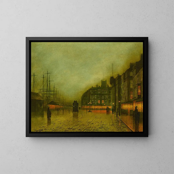 Les docks de Liverpool - John Atkinson Grimshaw — inramlat konstverk på väggen