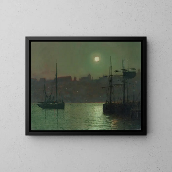 Vieux Scarborough - John Atkinson Grimshaw — inramlat konstverk på väggen