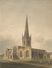 Vue sydväst av kyrkan St Helens i Abingdon, Berkshire - John Buckler — vy av konstverket
