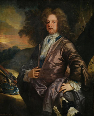 John Closterman - Portrait of William Paul 16731711 of Bray Berkshire With His Dog And a Gun.webp
