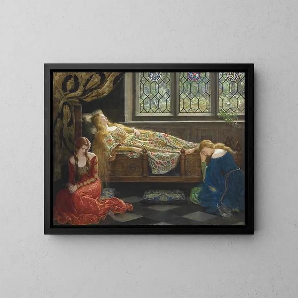 La Belle au bois dormant - John Collier — inramlat konstverk på väggen