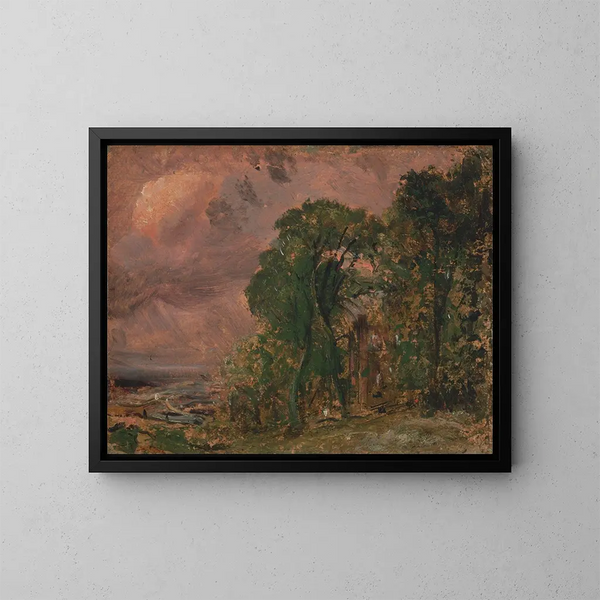 En vy i Hampstead under stormigt väder - John Constable — inramlat konstverk på väggen