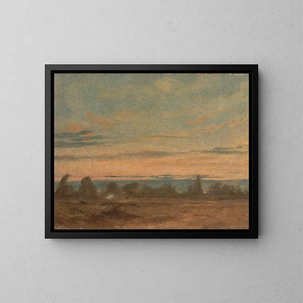 Landskapsbild av sommarkväll - John Constable — inramlat konstverk på väggen