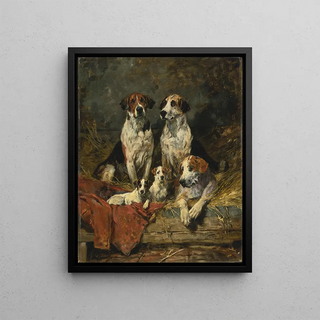John Emms - Four Foxhounds and a Terrier.webp