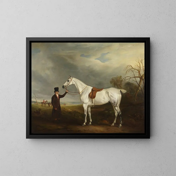 Le groom de Lord Howe avec un cheval gris - John Ferneley — inramlat konstverk på väggen