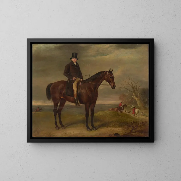 porträtt av Samuel Dumbleton, 1750-1834, jakt hund av greve Spencer - John Ferneley — inramlat konstverk på väggen