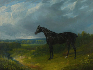 John Frederick Herring Snr - Black Hunter In A Landscape.webp