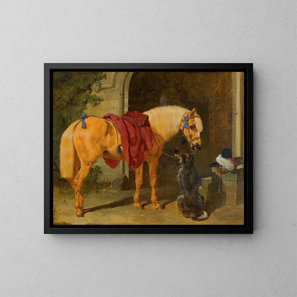 Le chevalier et son destrier - John Frederick Herring l'Ancien — inramlat konstverk på väggen