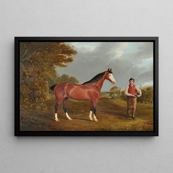 John Frederick Herring Snr - The racehorse Whiteface with groom J Gilham.webp